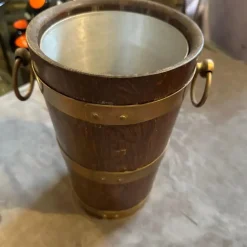 Pamono Vintage French Art Deco Oak and Copper Wine Cooler by Geraud Lafitte, 1940s><noscript><img width=