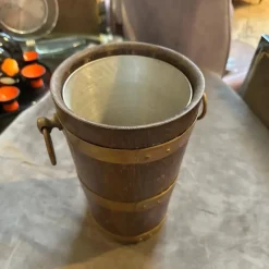 Pamono Vintage French Art Deco Oak and Copper Wine Cooler by Geraud Lafitte, 1940s><noscript><img width=