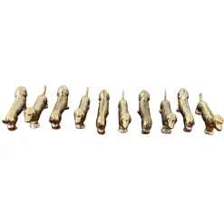 Pamono Vintage French Art Deco Silvered Metal Dachshund Knife Rests, 1930, Set of 10><noscript><img width=