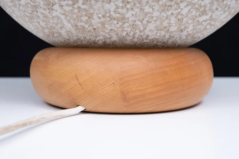 Pamono Vintage French Ball Lamp on Pine Base, 1970> Table Lamps