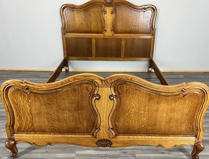 Pamono Vintage French Bed Frame in Oak> Beds & Bedroom Sets