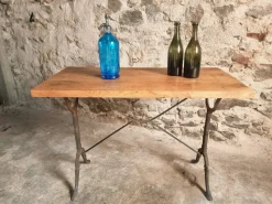 Pamono Vintage French Bistro Table with Oak Top, 1960s