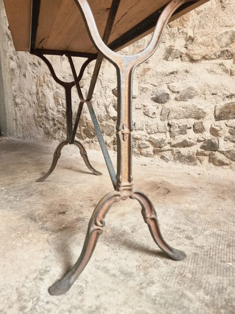 Pamono Vintage French Bistro Table with Oak Top, 1960s