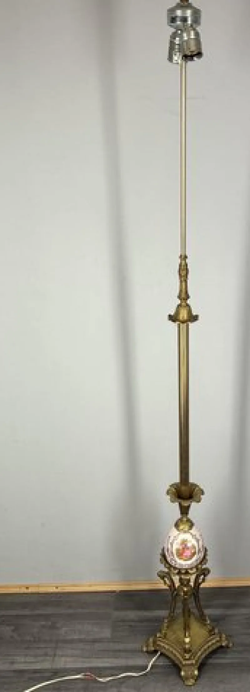 Online Pamono Vintage French Brass and Painted Porcelain Column Floor Lamp