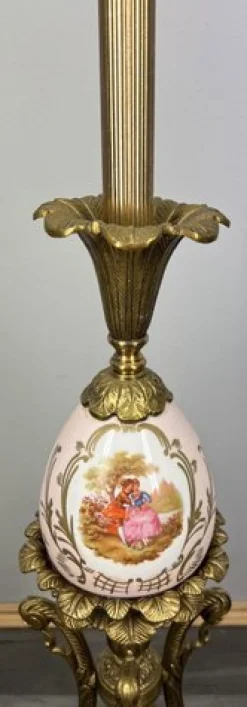 Online Pamono Vintage French Brass and Painted Porcelain Column Floor Lamp