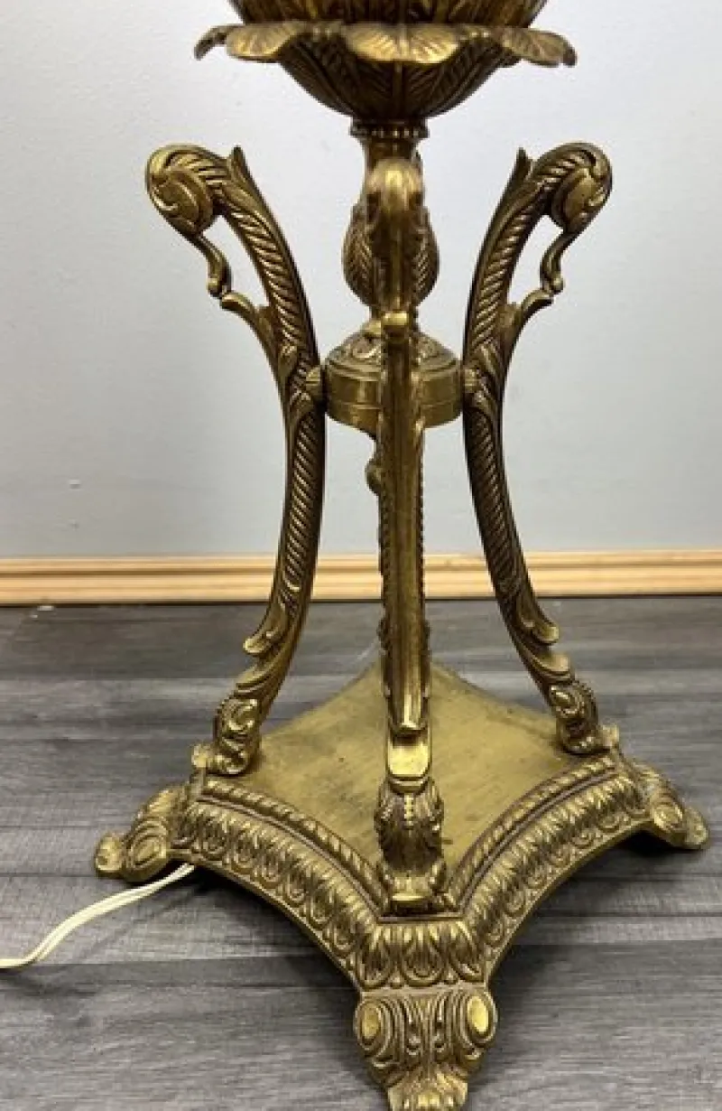 Online Pamono Vintage French Brass and Painted Porcelain Column Floor Lamp