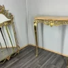 Pamono Vintage French Brass Console Table with Marble Top and Mirror, Set of 2> Console Tables