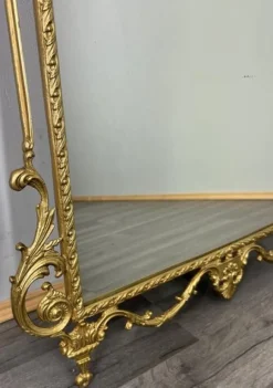 Pamono Vintage French Brass Console Table with Marble Top and Mirror, Set of 2><noscript><img width=