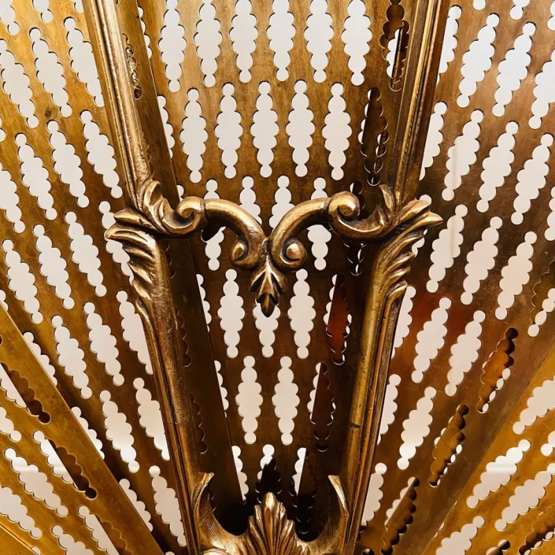 Hot Pamono Vintage French Brass Fan Firescreen
