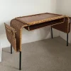 Pamono Vintage French Cane and Black Wrought Iron Desk with Storage Baskets, 1960s> Desks