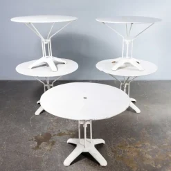 Pamono Vintage French Cast Base White Outdoor Table, 1950s><noscript><img width=