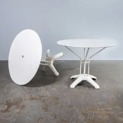 Pamono Vintage French Cast Base White Outdoor Table, 1950s><noscript><img width=