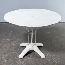 Pamono Vintage French Cast Base White Outdoor Table, 1950s><noscript><img width=
