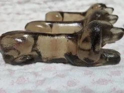 Pamono Vintage French Dachshund Dog Knife Rests in Taupe Glass, 1950s, Set of 12><noscript><img width=
