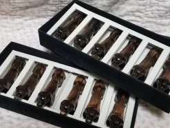 Pamono Vintage French Dachshund Dog Knife Rests in Taupe Glass, 1950s, Set of 12><noscript><img width=