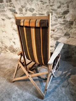 Pamono Vintage French Deck Chair in Beechwood, 1950s><noscript><img width=