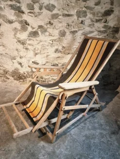 Pamono Vintage French Deck Chair in Beechwood, 1950s><noscript><img width=