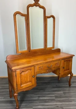 Online Pamono Vintage French Dressing Table with Mirror in Oak
