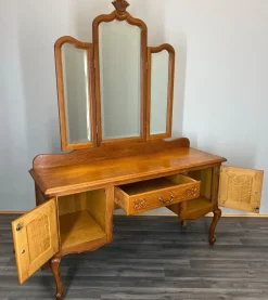 Online Pamono Vintage French Dressing Table with Mirror in Oak