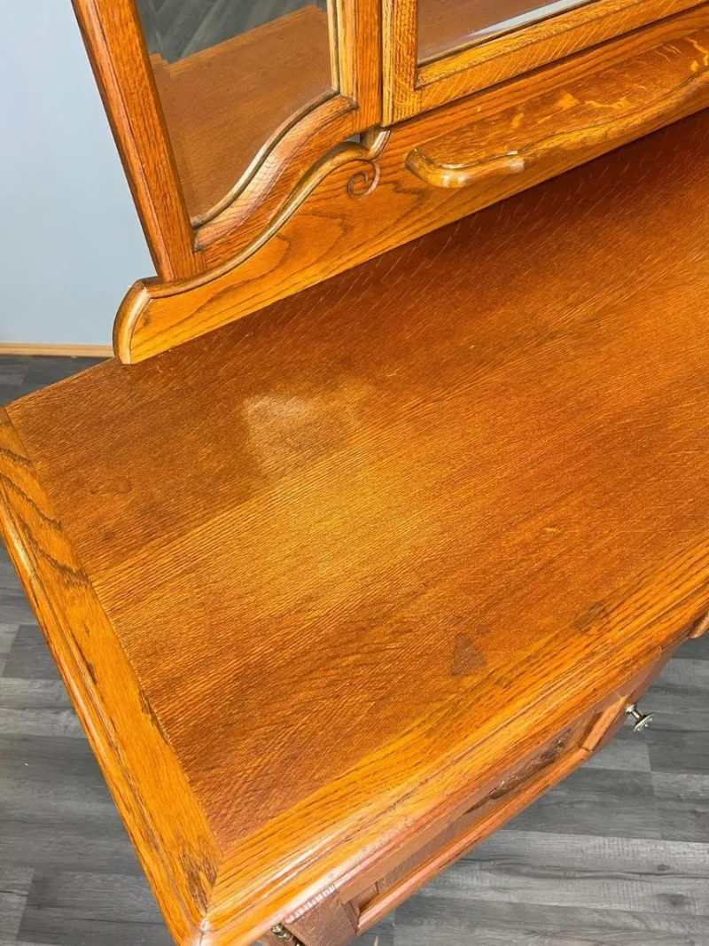 Pamono Vintage French Dressing Table with Mirror in Oak> Dressing Tables