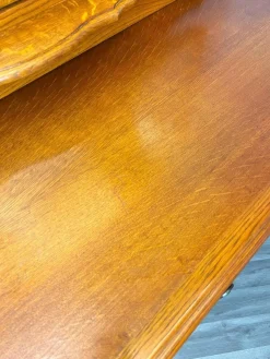Pamono Vintage French Dressing Table with Mirror in Oak><noscript><img width=