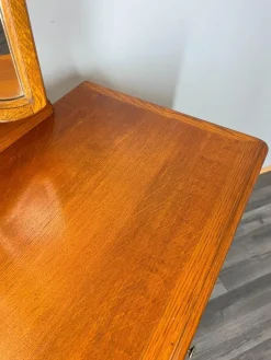 Pamono Vintage French Dressing Table with Mirror in Oak><noscript><img width=