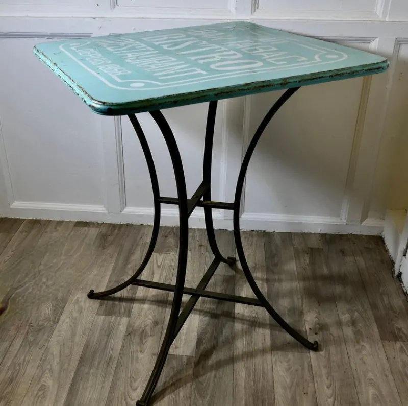 Pamono Vintage French Enamel Bistro Table, 1950s> Garden Tables