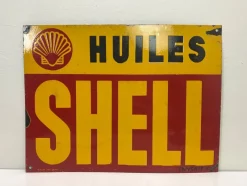 Hot Pamono Vintage French Enamel Sign Shell Huiles, 1931