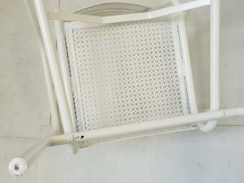 Pamono Vintage French Garden Chairs in Perforated Steel in the style of Mathieu Matégot, 1950s, Set of 4> Garden Seating