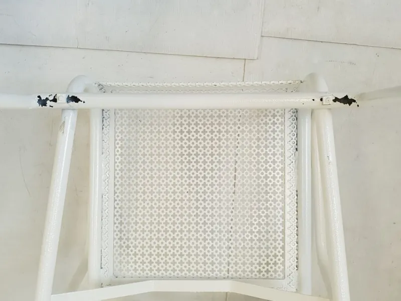 Pamono Vintage French Garden Chairs in Perforated Steel in the style of Mathieu Matégot, 1950s, Set of 4> Garden Seating