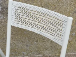 Pamono Vintage French Garden Chairs in Perforated Steel in the style of Mathieu Matégot, 1950s, Set of 4><noscript><img width=