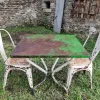 Pamono Vintage French Garden Set in Iron Table with Chairs, 1950s, Set of 3> Garden Seating