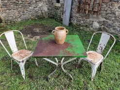 Pamono Vintage French Garden Set in Iron Table with Chairs, 1950s, Set of 3> Garden Seating