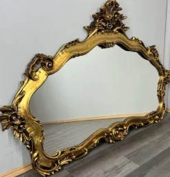 Pamono Vintage French Gilt Console Table and Mirror, Set of 2><noscript><img width=