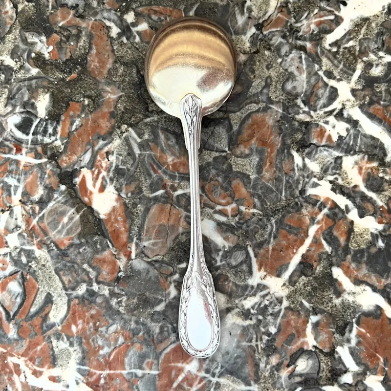 Pamono Vintage French Ice Cream Spoon in Sterling Silver and Chiseled Vermeil, 1920s, Set of 6> Cutlery & Serving Utensils