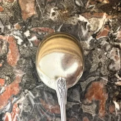 Pamono Vintage French Ice Cream Spoon in Sterling Silver and Chiseled Vermeil, 1920s, Set of 6><noscript><img width=