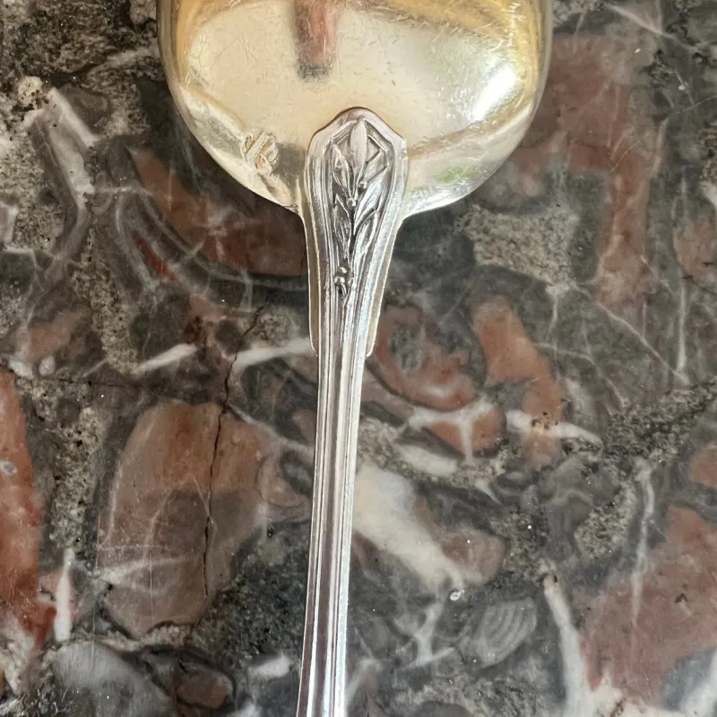 Pamono Vintage French Ice Cream Spoon in Sterling Silver and Chiseled Vermeil, 1920s, Set of 6> Cutlery & Serving Utensils