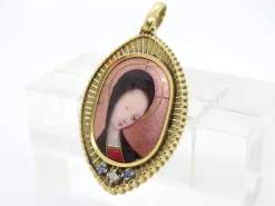 Pamono Vintage French 18k Gold and Enamel Pendant, 1900><noscript><img width=