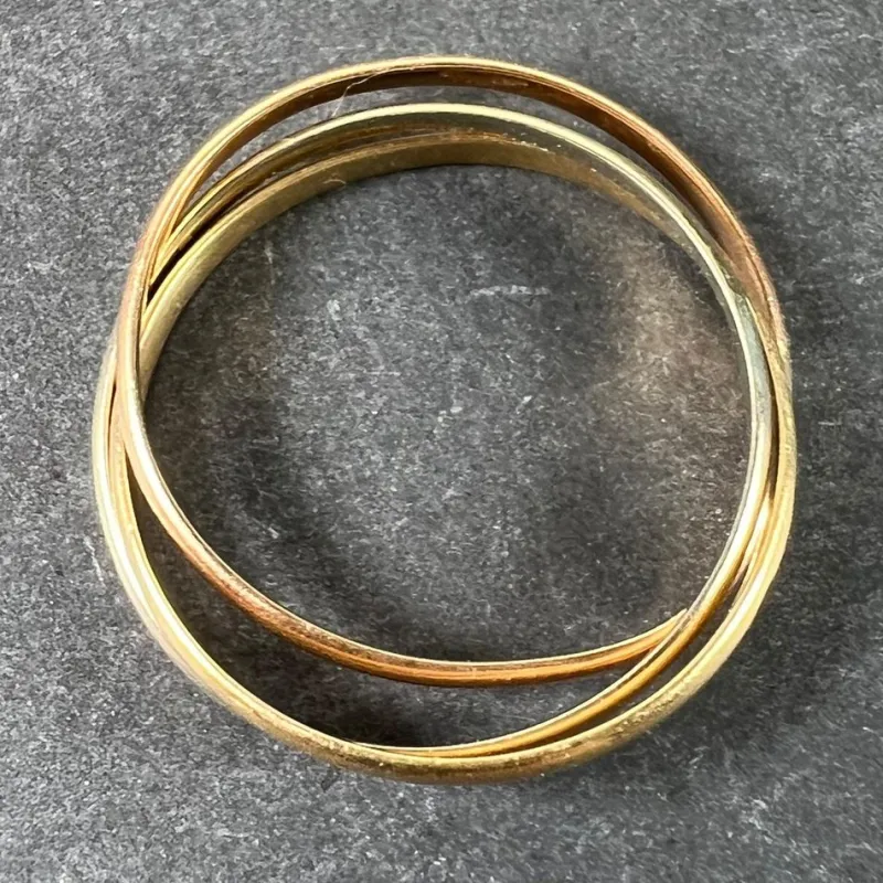 Sale Pamono Vintage French 18K White Rose Yellow Gold Trinity Wedding Ring