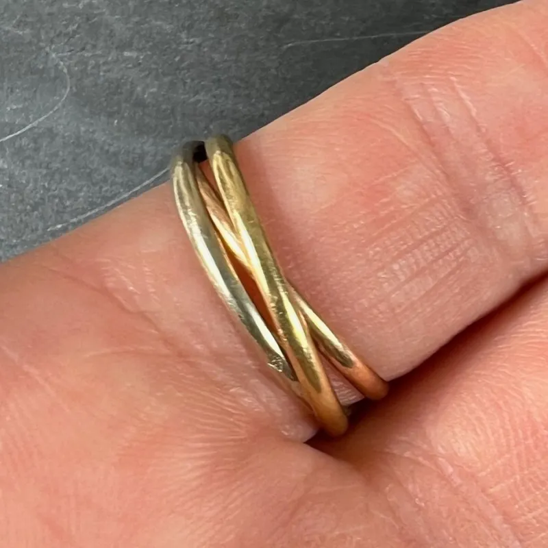 Sale Pamono Vintage French 18K White Rose Yellow Gold Trinity Wedding Ring