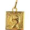Pamono Vintage French 18k Yellow Gold Square Medal Pendant, 1950s> Necklaces