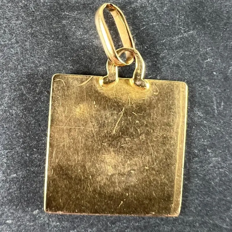 Pamono Vintage French 18k Yellow Gold Square Medal Pendant, 1950s> Necklaces