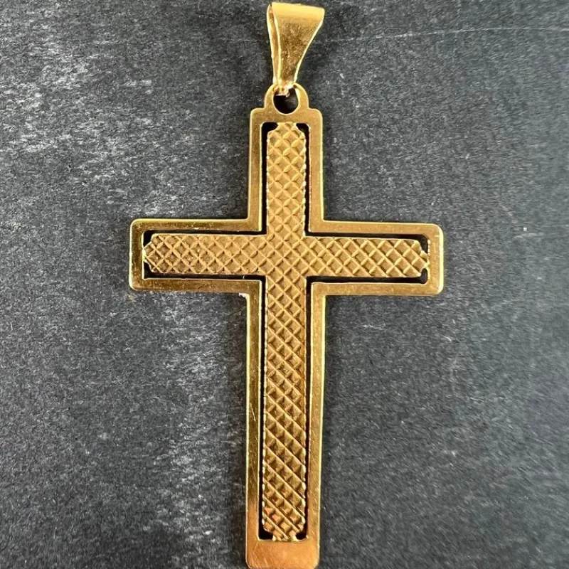 New Pamono Vintage French 18k Yellow Gold Cross Pendant, 1960s