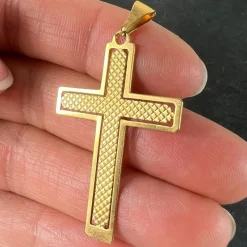 New Pamono Vintage French 18k Yellow Gold Cross Pendant, 1960s