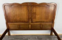 Pamono Vintage French Louis XVI Style Double Carved Bed in Oak><noscript><img width=