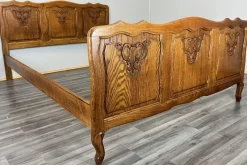 Outlet Pamono Vintage French Louis XVI Style Double Carved Bed Frame in Oak