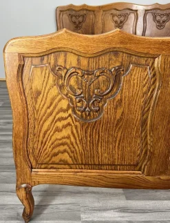 Outlet Pamono Vintage French Louis XVI Style Double Carved Bed Frame in Oak