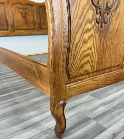 Outlet Pamono Vintage French Louis XVI Style Double Carved Bed Frame in Oak