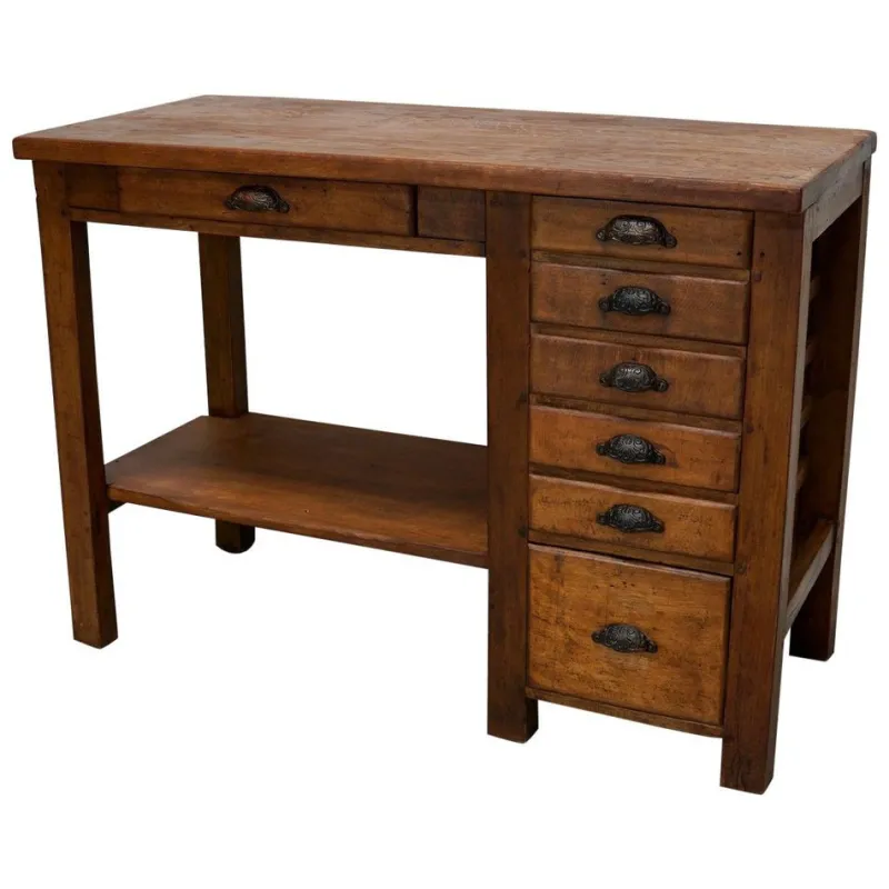 Hot Pamono Vintage French Oak and Beech Workbench, 1930s