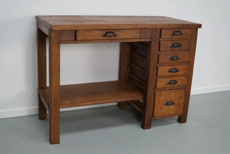 Hot Pamono Vintage French Oak and Beech Workbench, 1930s